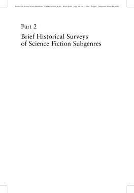 Brief Historical Surveys of Science Fiction Subgenres