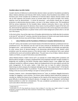 Canadian Labour Law After Vavilov Canada's Doctrine of Deference to Administrative Decision-Makers Was Built on Foundations Pr