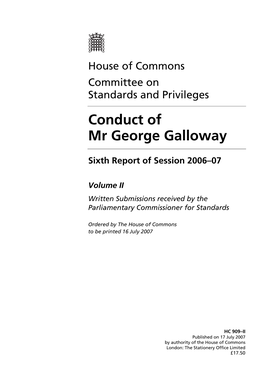 Conduct of Mr George Galloway