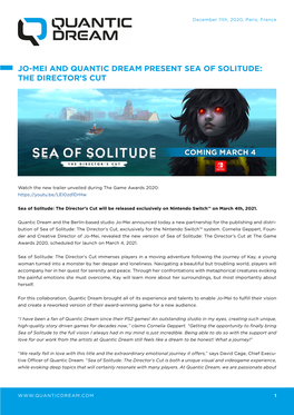 Jo-Mei and Quantic Dream Present Sea of Solitude: the Director’S Cut
