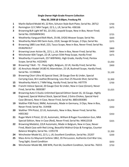 Single Owner High-Grade Firearm Collection May 30, 2008 @ 6:00Pm