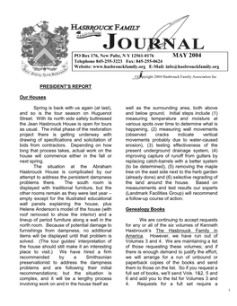 MAY 2004 Telephone 845-255-3223 Fax: 845-255-0624 Website: E-Mail: Info@Hasbrouckfamily.Org