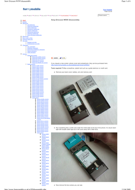 Page 1 of 6 Sony Ericsson W595 Disassembly 13.04.2009