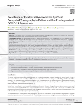 Prevalence of Incidental Gynecomastia by Chest Computed Tomography in Patients with a Prediagnosis of COVID-19 Pneumonia