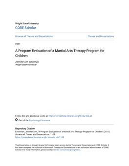 A Program Evaluation of a Martial Arts Therapy Program for Children