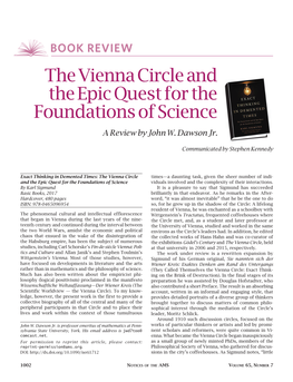 The Vienna Circle and the Epic Quest for the Foundations of Science a Review by John W