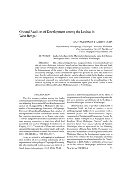 Ground Realities of Development Among the Lodhas in West Bengal