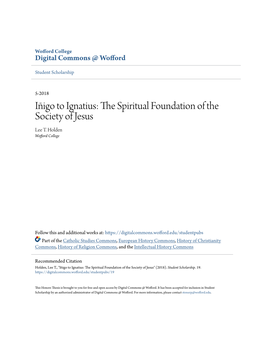 IÃ±Igo to Ignatius: the Spiritual Foundation of the Society of Jesus