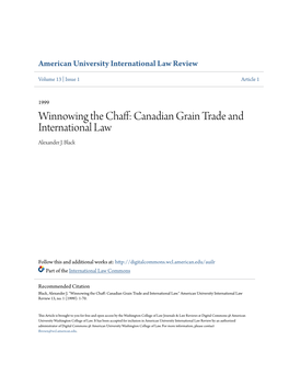 Winnowing the Chaff: Canadian Grain Trade and International Law Alexander J