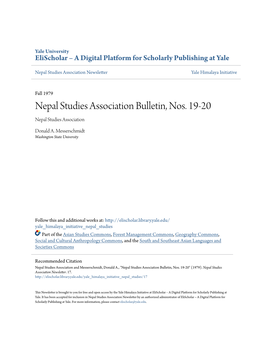 Nepal Studies Association Bulletin, Nos. 19-20 Nepal Studies Association