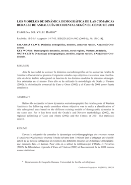 Análisis Sociodemográfico De Las Comarcas Rurales De Andalucía