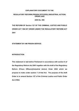 (PRISON OFFICERS) (INDUSTRIAL ACTION) ORDER 2005 No