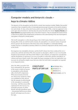 Computer Models and Antarctic Clouds – Keys to Climate Riddles