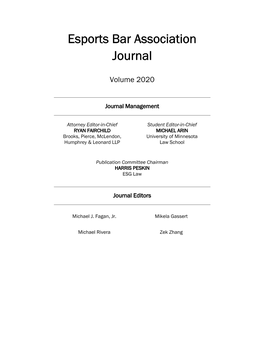 Esports Bar Association Journal