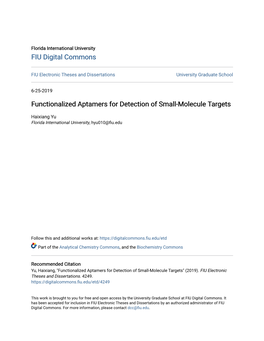 Functionalized Aptamers for Detection of Small-Molecule Targets