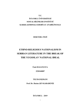 Ethno-Religious Nationalism in Serbian Literature in the Break of the Yugoslav National Ideal