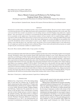 Heavy Metals Content and Pollution in Tin Tailings from Singkep Island