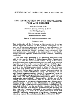 THE DISTRIBUTION of the Proteacei®: PAST and PRESENT