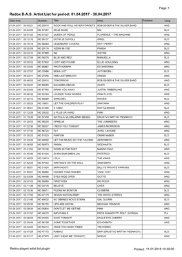 Redox DAS Artist List for Period: 01.04.2017