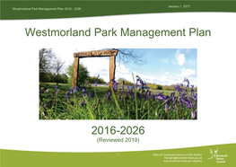 Westmorland Park Management Plan 2016-2026