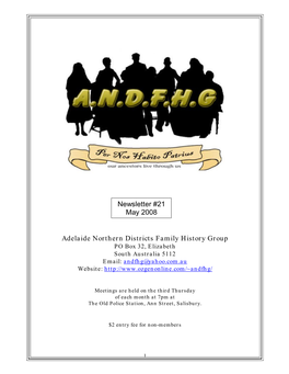 Adelaide Northern Districts Family History Group Newsletter #21 May 2008