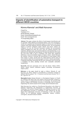 Impacts of Electrification of Automotive Transport in Different OECD Countries