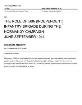 Infantry Brigade During the Normandy Campaign June-September 1944