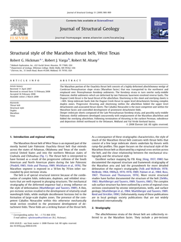 Structural Style of the Marathon Thrust Belt, West Texas