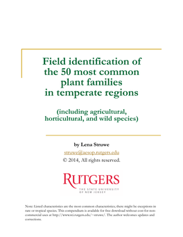 Field Identification of the 50 Most Common Plant Families in Temperate Regions