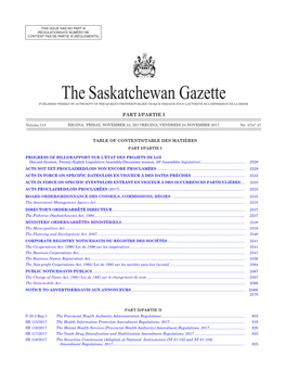 Gazette Part I, November 24, 2017