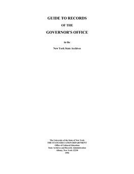 Guide to Records of the Governor's Office