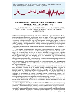 A Seismological Study in the Santorini Volcanic Complex Area During 2011 - 2012