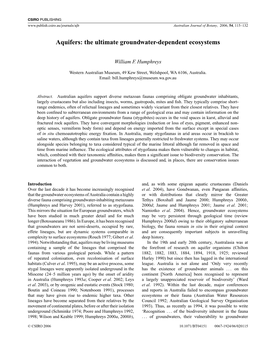 Aquifers: the Ultimate Groundwater-Dependent Ecosystems