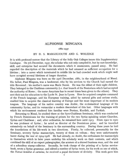 Alphonse Mingana 1881-1937