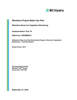 WGSMON-2 | Whatshan Reservoir Vegetation Monitoring | Year 10 | September 2016