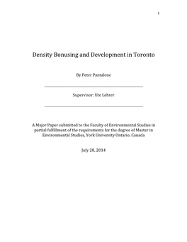 Density Bonusing and Development in Toronto