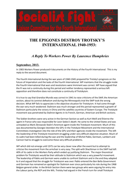 The Epigones Destroy Trotsky's