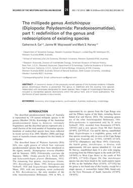 Diplopoda: Polydesmida: Paradoxosomatidae), Part 1: Redeﬁ Nition of the Genus and Redescriptions of Existing Species Catherine A