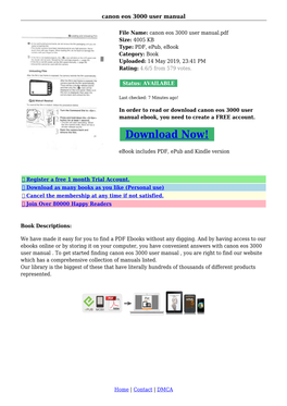 Canon Eos 3000 User Manual