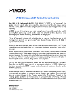 LYCOS Engages E&Y for Its Internal Auditing