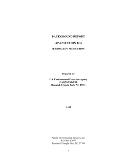 AP-42 12.4 Final Background Document for Ferroalloy Production