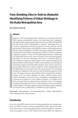 From Shrinking Cities to Toshi No Shukushō: Identifying Patterns of Urban Shrinkage in the Osaka Metropolitan Area