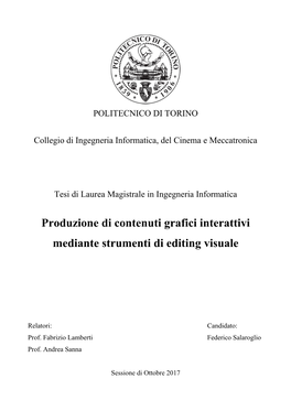 Produzione Di Contenuti Grafici Interattivi Mediante Strumenti Di Editing Visuale