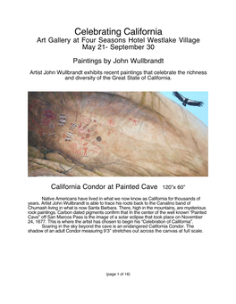 Celebrating California Art Gallery at Four Seasons Hotel Westlake Village May 21- September 30 Paintings by John Wullbrandt