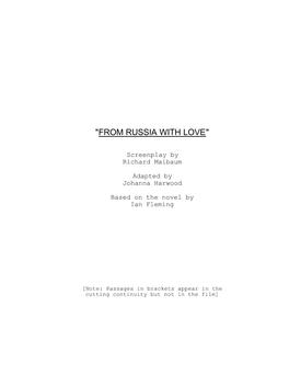 From Russia with Love Screenplay