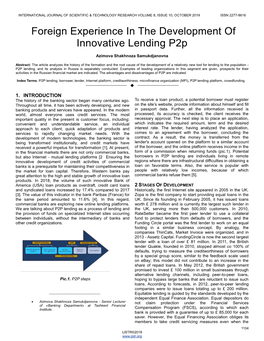 Foreign Experience in the Development of Innovative Lending P2p