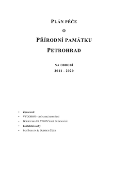 Plán Péče O Přírodní Památku Petrohrad