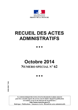 RECUEIL DES ACTES ADMINISTRATIFS Octobre 2014