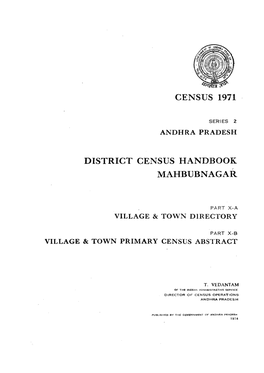 District Census Handbook, Mahbubnagar, Part X- a & B, Series-2