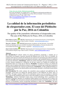 La Calidad De La Información Periodística De Elespectador.Com